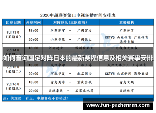 如何查询国足对阵日本的最新赛程信息及相关赛事安排 如何查询国足对阵日本的最新赛程信息及相关赛事安排